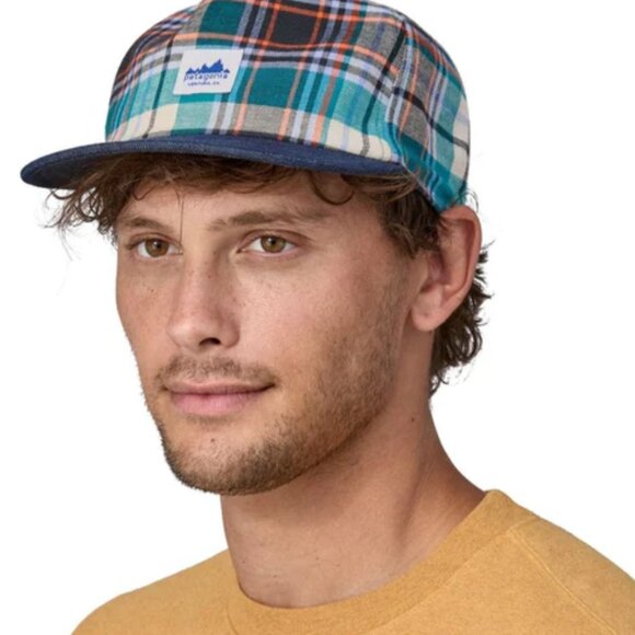 Men's Patagonia Range Cap Plaid Adjustable Hat 33575 Organic Cotton One Size New - Picture 1 of 14